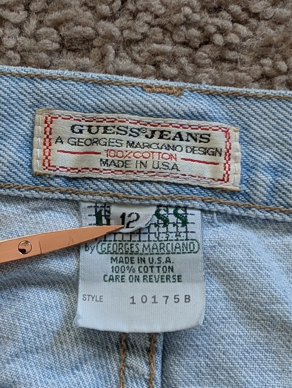 GUESS by Georges Marciano Girls Light Wash Blue Vintage 90s Denim Jeans Size 12 - Picture 3 of 12